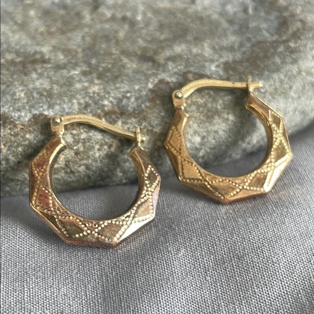 Dainty Elegant Gold Hoop Earrings 10K GF (E7)